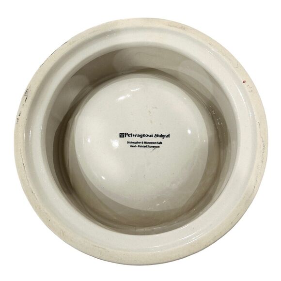 Blue Green and Black PetRageous Designs Stoneware Dog Bowl with Paw Print - Picture 5 of 6